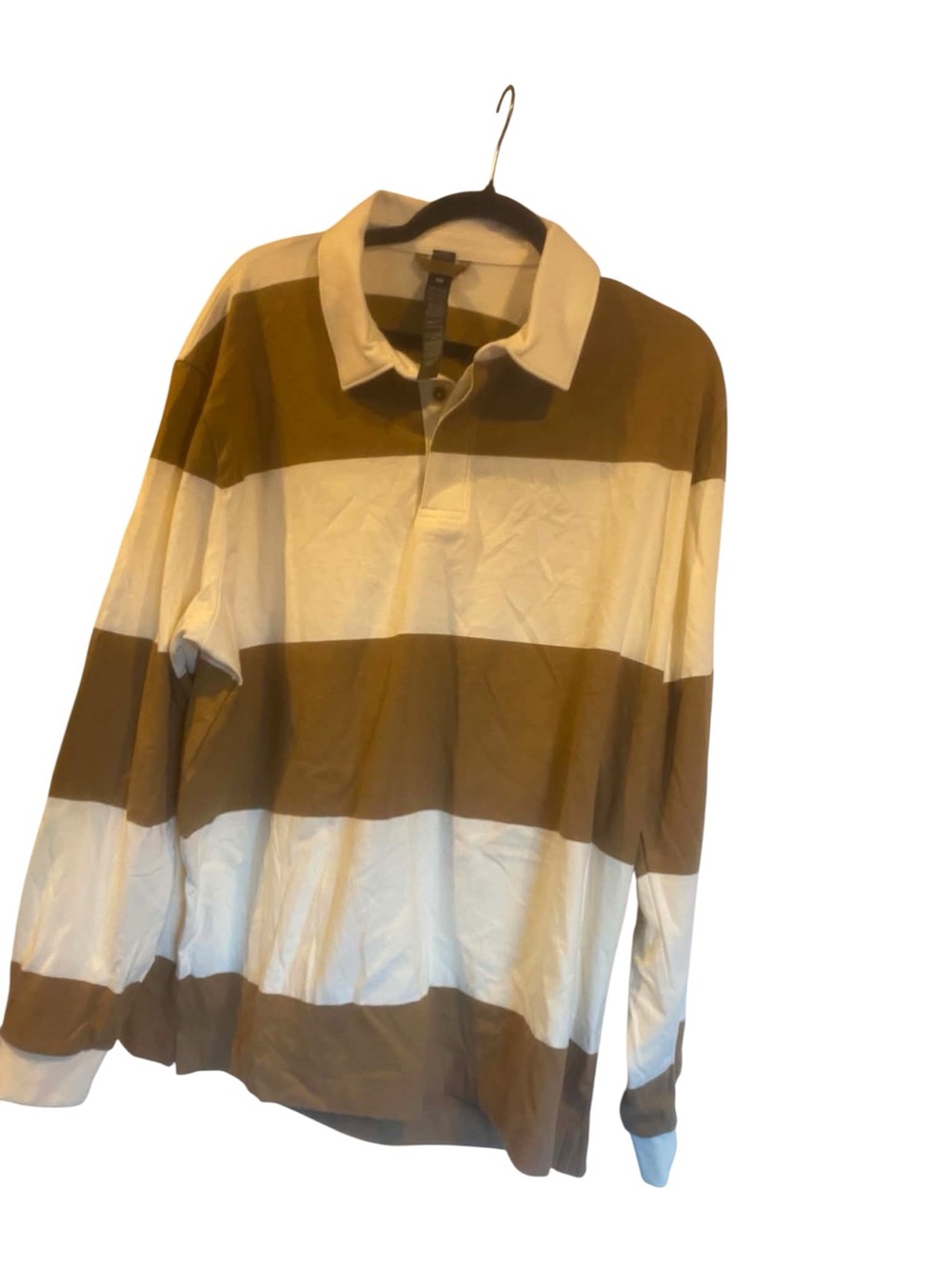 NWT Lululemon Men's Long-Sleeve Cotton Rugby Shirt Size XL Beige